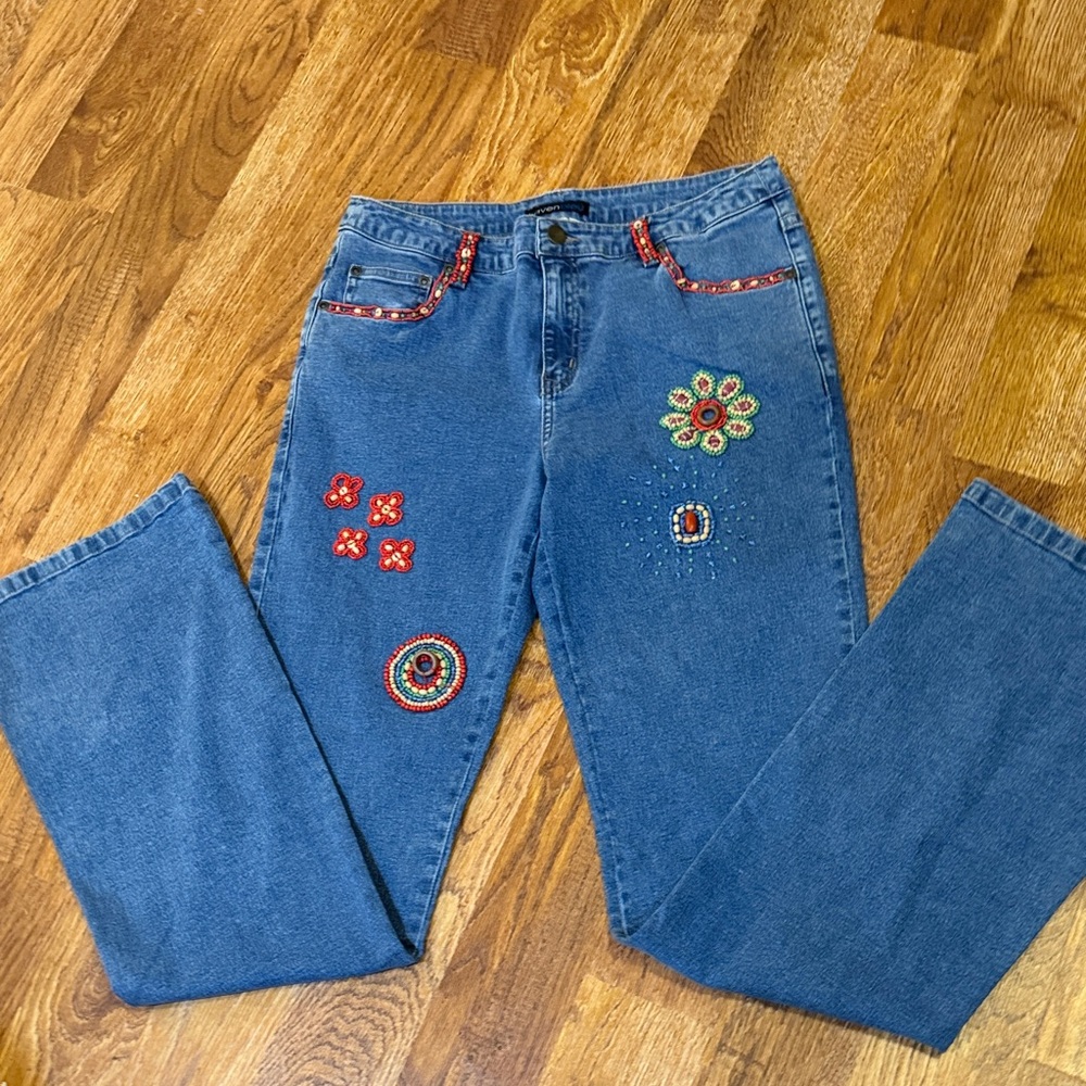 Embroidered Blue Jeans